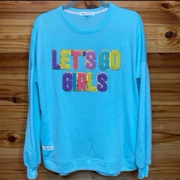 Simply Southern Sweaters - Simply southern let’s go girls Terry cloth sweatshirt medium